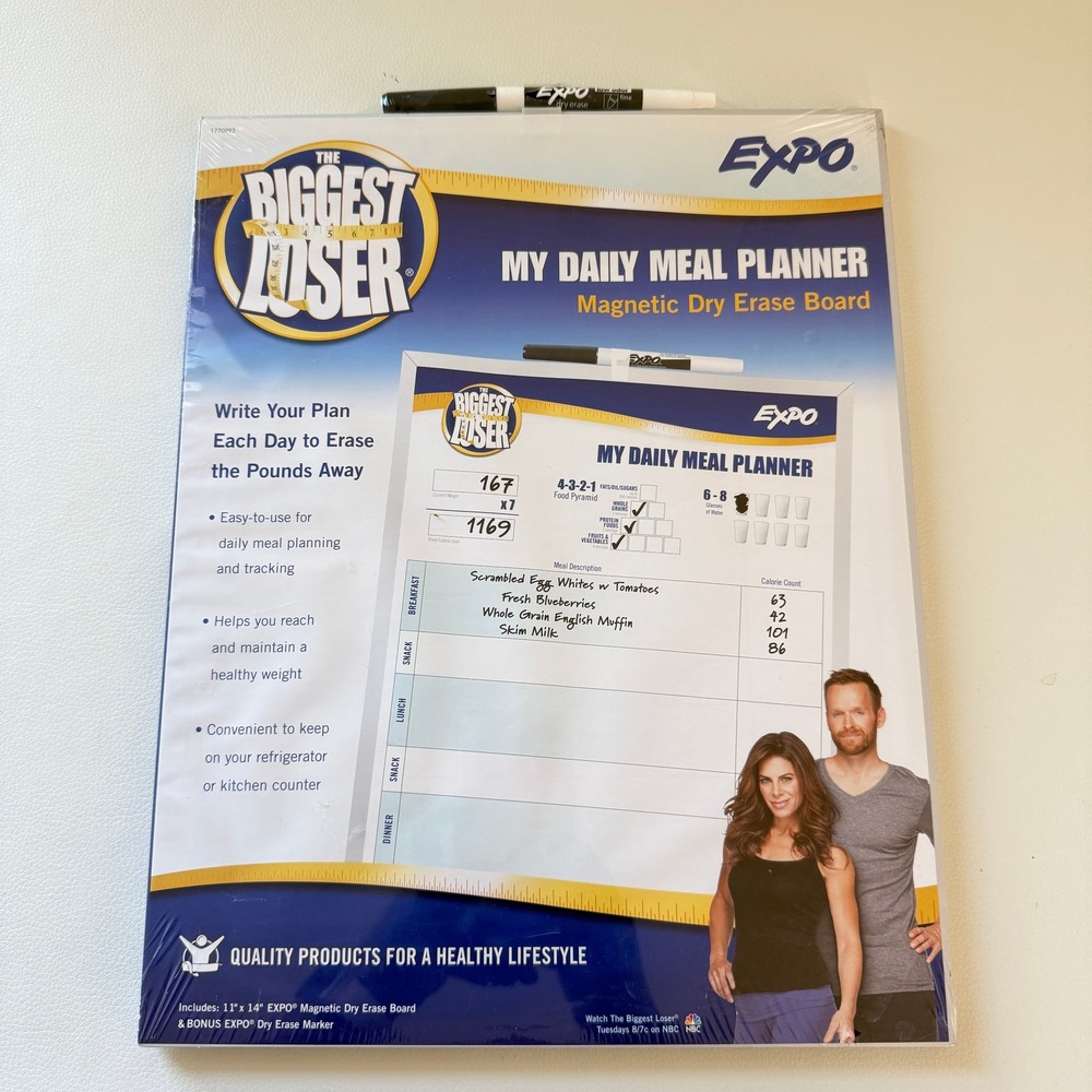 The Biggest Loser Daily Meal Planner Magnetic Dry Erase‎ Board White 11x14